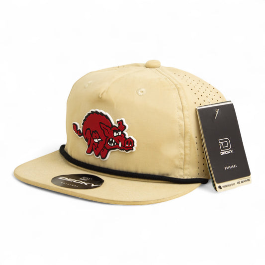 Arkansas Razorbacks 1970’s Classic 3D Perforated Rope Hat- Birch/ Black