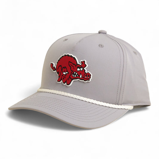 Arkansas Razorbacks 1970’s Classic 3D Five Panel Classic Rope Hat- Grey/ White