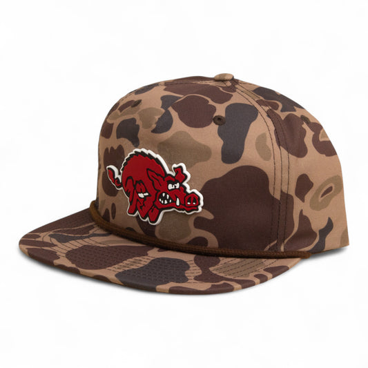 Arkansas Razorbacks 1970’s Classic 3D Umpqua Rope Hat- Bark Duck Camo/ Brown