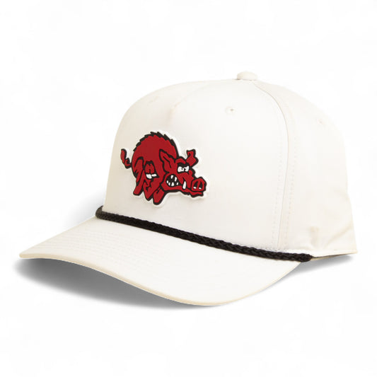 Arkansas Razorbacks 1970’s Classic 3D Five Panel Classic Rope Hat- White/ Black