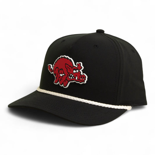 Arkansas Razorbacks 1970’s Classic 3D Five Panel Classic Rope Hat- Black/ White