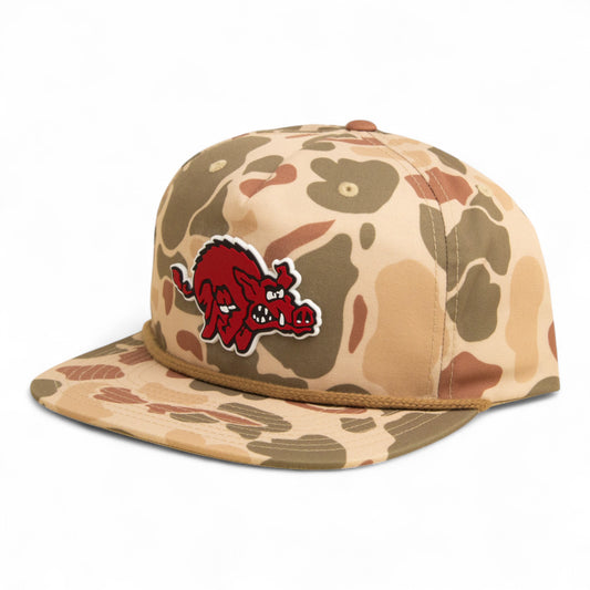 Arkansas Razorbacks 1970’s Classic 3D Umpqua Rope Hat- Harvest Duck Camo/ Light Brown