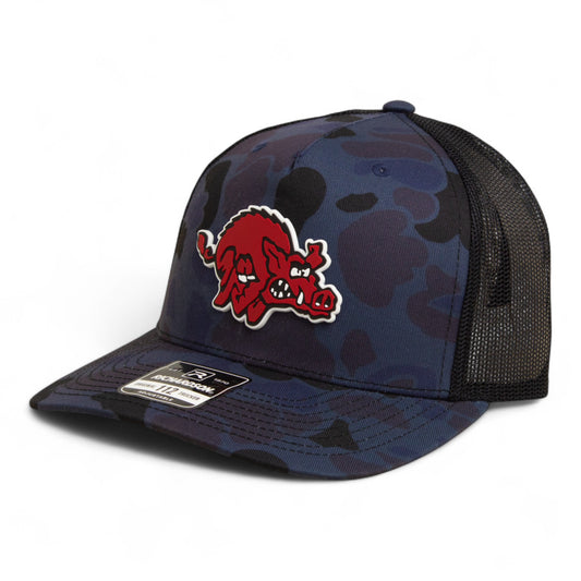 Arkansas Razorbacks 1970’s Classic 3D Snapback Trucker Hat- Admiral Duck Camo/ Black