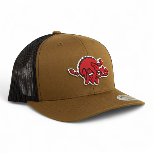 Arkansas Razorbacks 1970’s Classic 3D YP Snapback Trucker Hat- Coyote/ Black