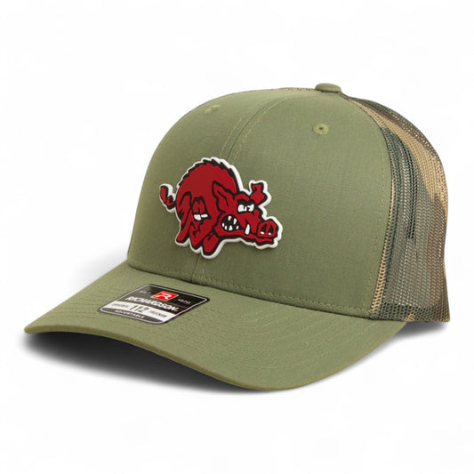 Arkansas Razorbacks 1970’s Classic 3D Snapback Trucker Hat- Loden/ Green Camo