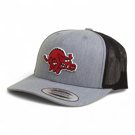 Arkansas Razorbacks 1970’s Classic 3D YP Snapback Trucker Hat- Heather Grey/ Black
