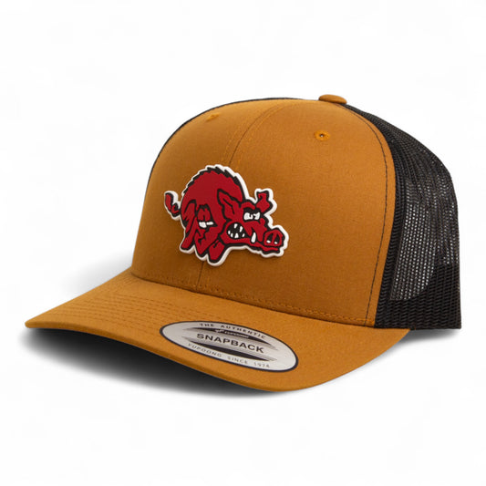 Arkansas Razorbacks 1970’s Classic 3D YP Snapback Trucker Hat- Caramel/ Black