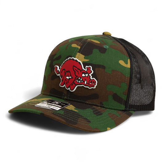 Arkansas Razorbacks 1970’s Classic 3D Snapback Trucker Hat- Army Camo/ Black