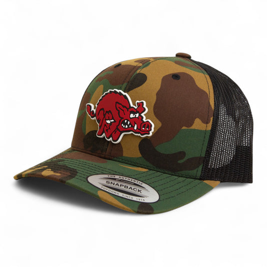 Arkansas Razorbacks 1970’s Classic 3D YP Snapback Trucker Hat- Army Camo/ Black