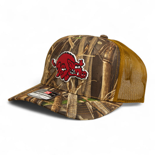 Arkansas Razorbacks 1970’s Classic 3D Snapback Trucker Hat- Realtree Max 7/ Buck