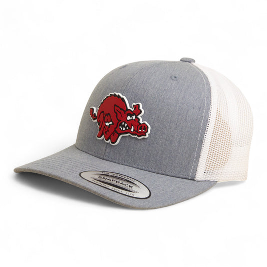 Arkansas Razorbacks 1970’s Classic 3D YP Snapback Trucker Hat- Heather Grey/ White