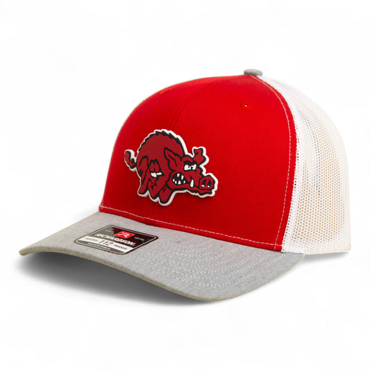Arkansas Razorbacks 1970’s Classic 3D Snapback Trucker Hat- Red/ White/ Heather Grey