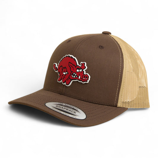 Arkansas Razorbacks 1970’s Classic 3D YP Snapback Trucker Hat- Brown/ Tan