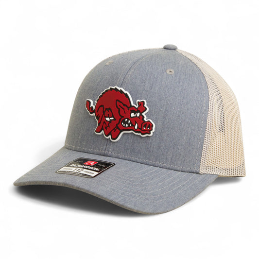 Arkansas Razorbacks 1970’s Classic 3D Snapback Trucker Hat- Heather Grey/ Light Grey