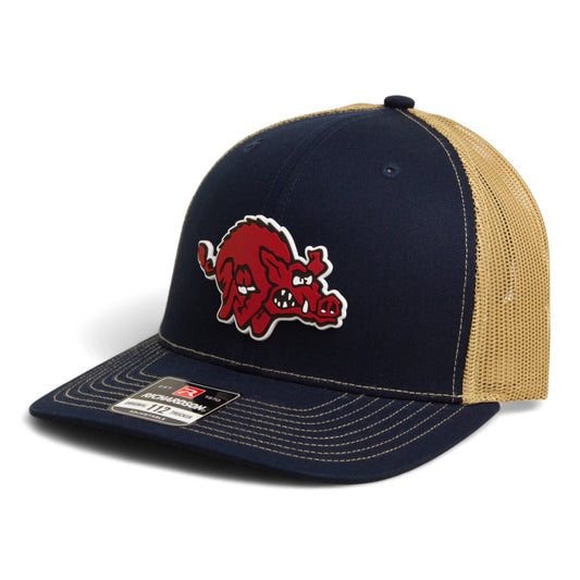 Arkansas Razorbacks 1970’s Classic 3D Snapback Trucker Hat- Navy/ Tan