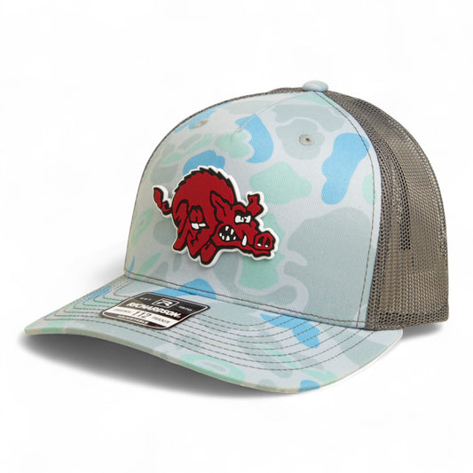 Arkansas Razorbacks 1970’s Classic 3D Snapback Trucker Hat- Saltwater Duck Camo/ Charcoal
