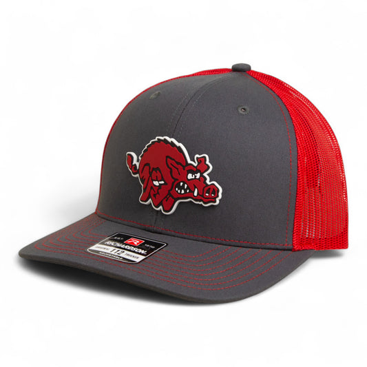 Arkansas Razorbacks 1970’s Classic 3D Snapback Trucker Hat- Charcoal/ Red