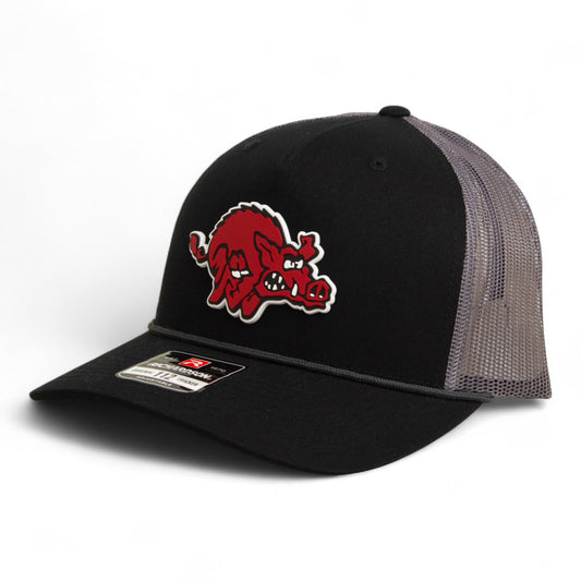 Arkansas Razorbacks 1970’s Classic 3D Snapback Trucker Rope Hat- Black/ Charcoal
