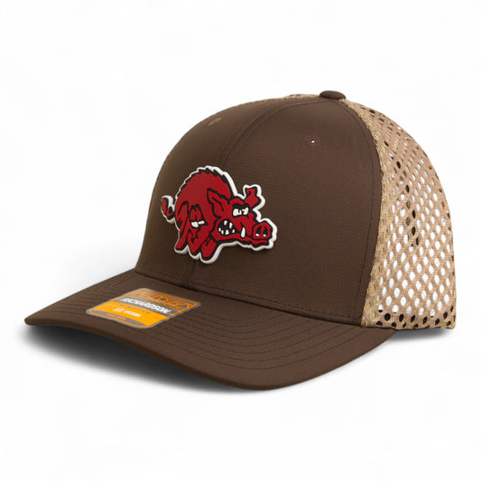 Arkansas Razorbacks 1970’s Classic 3D Snapback Tilikum Trucker Hat- Brown/ Tan