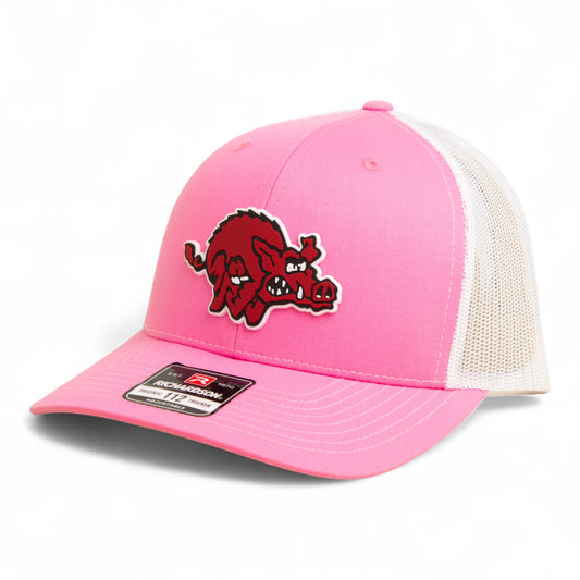 Arkansas Razorbacks 1970’s Classic 3D Snapback Trucker Hat- Pink/ White