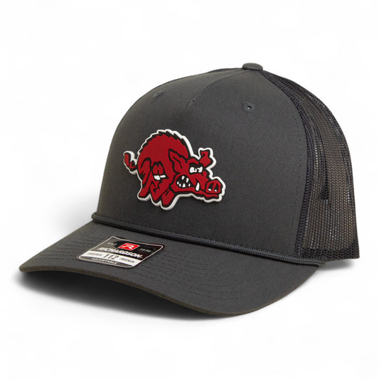 Arkansas Razorbacks 1970’s Classic 3D Snapback Trucker Rope Hat- Charcoal
