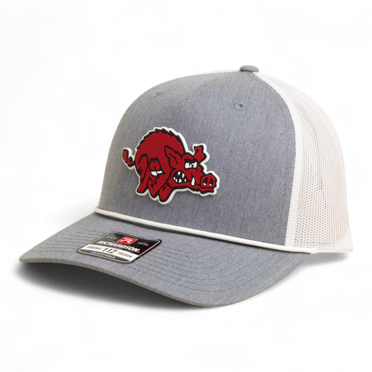 Arkansas Razorbacks 1970’s Classic 3D Snapback Trucker Rope Hat- Heather Grey/ White