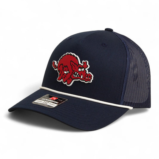Arkansas Razorbacks 1970’s Classic 3D Snapback Trucker Rope Hat- Navy/ White