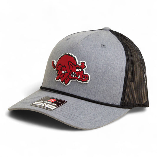 Arkansas Razorbacks 1970’s Classic 3D Snapback Trucker Rope Hat- Heather Grey/ Black