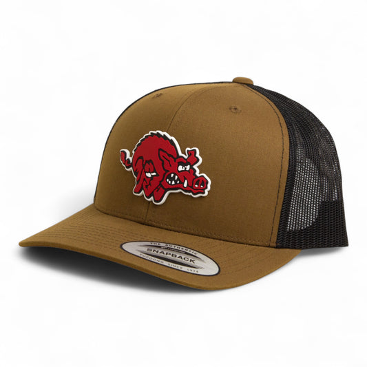 Arkansas Razorbacks 1970’s Classic 3D YP Snapback Trucker Hat- Coyote/ Black