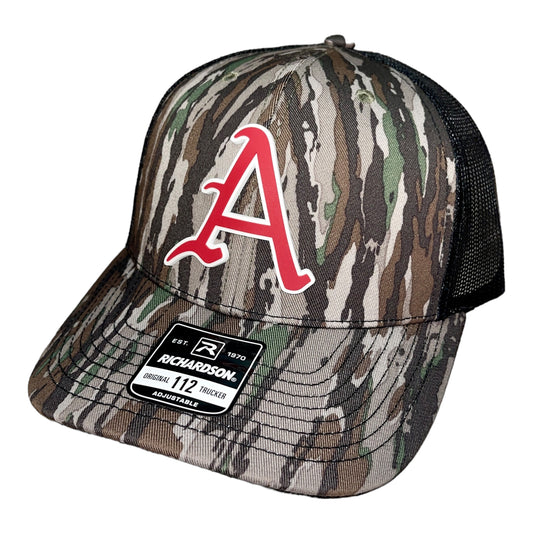 Arkansas Razorbacks Baseball A 3D Snapback Trucker Hat- Realtree Original/ Black