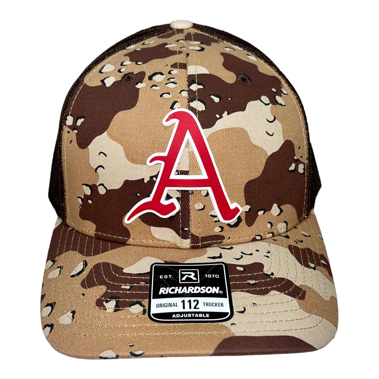 Arkansas Razorbacks Baseball A 3D Snapback Trucker Hat- Desert Camo/ Brown