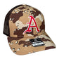 Arkansas Razorbacks Baseball A 3D Snapback Trucker Hat- Desert Camo/ Brown