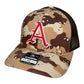 Arkansas Razorbacks Baseball A 3D Snapback Trucker Hat- Desert Camo/ Brown