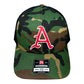 Arkansas Razorbacks Baseball A 3D Snapback Trucker Hat- Army Camo/ Black