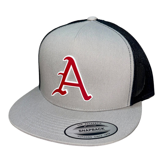 Arkansas Razorbacks Baseball A YP Snapback Flat Bill Trucker Hat- Silver/ Black