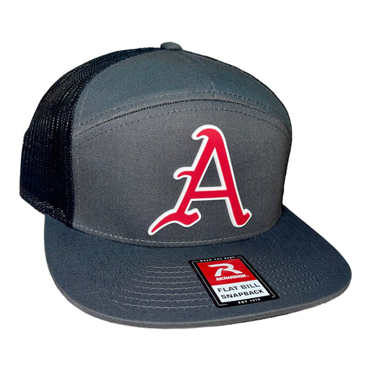 Arkansas Razorbacks Baseball A 3D Snapback Seven-Panel Trucker Hat- Charcoal/ Black