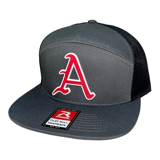 Arkansas Razorbacks Baseball A 3D Snapback Seven-Panel Trucker Hat- Charcoal/ Black