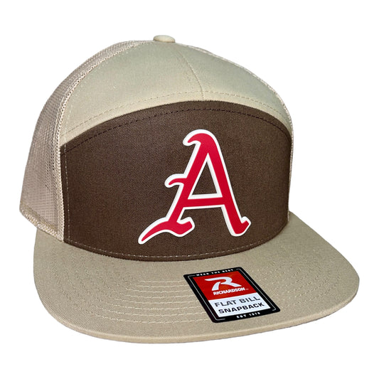 Arkansas Razorbacks Baseball A 3D Snapback Seven-Panel Trucker Hat- Brown/ Tan