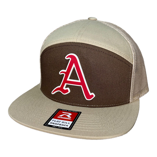 Arkansas Razorbacks Baseball A 3D Snapback Seven-Panel Trucker Hat- Brown/ Tan