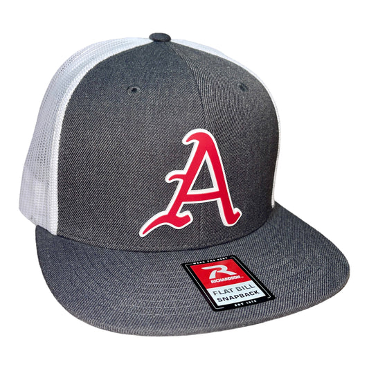 Arkansas Razorbacks Baseball A 3D Wool Blend Flat Bill Hat- Heather Charcoal/ White