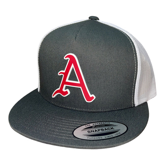 Arkansas Razorbacks Baseball A YP Snapback Flat Bill Trucker Hat- Charcoal/ White