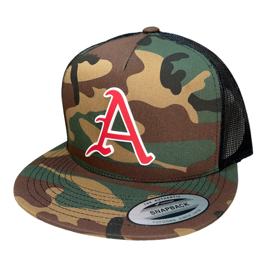 Arkansas Razorbacks Baseball A YP Snapback Flat Bill Trucker Hat- Army Camo/ Black