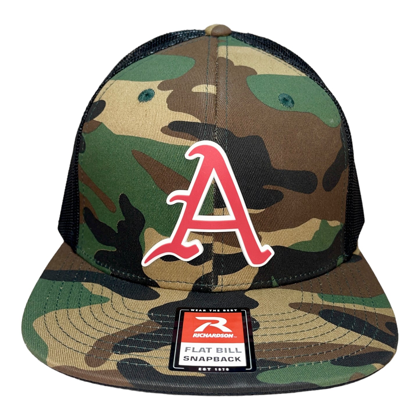 Arkansas Razorbacks Baseball A 3D Wool Blend Flat Bill Hat- Army Camo/ Black