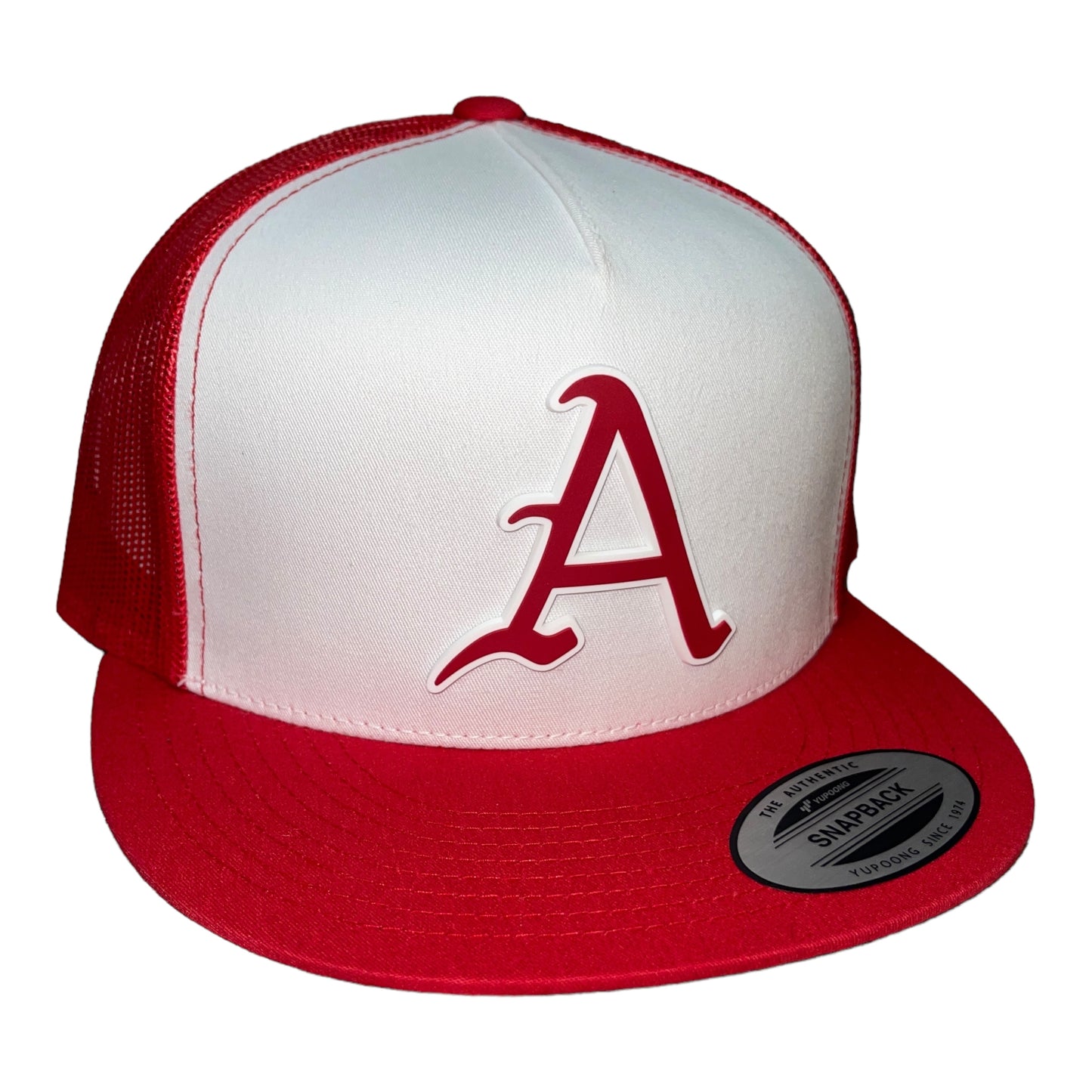 Arkansas Razorbacks Baseball A YP Snapback Flat Bill Trucker Hat- White/ Red