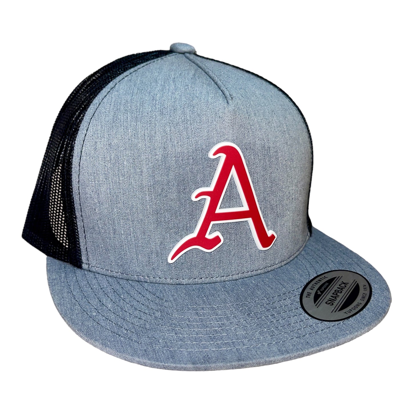 Arkansas Razorbacks Baseball A YP Snapback Flat Bill Trucker Hat- Heather Grey/ Black