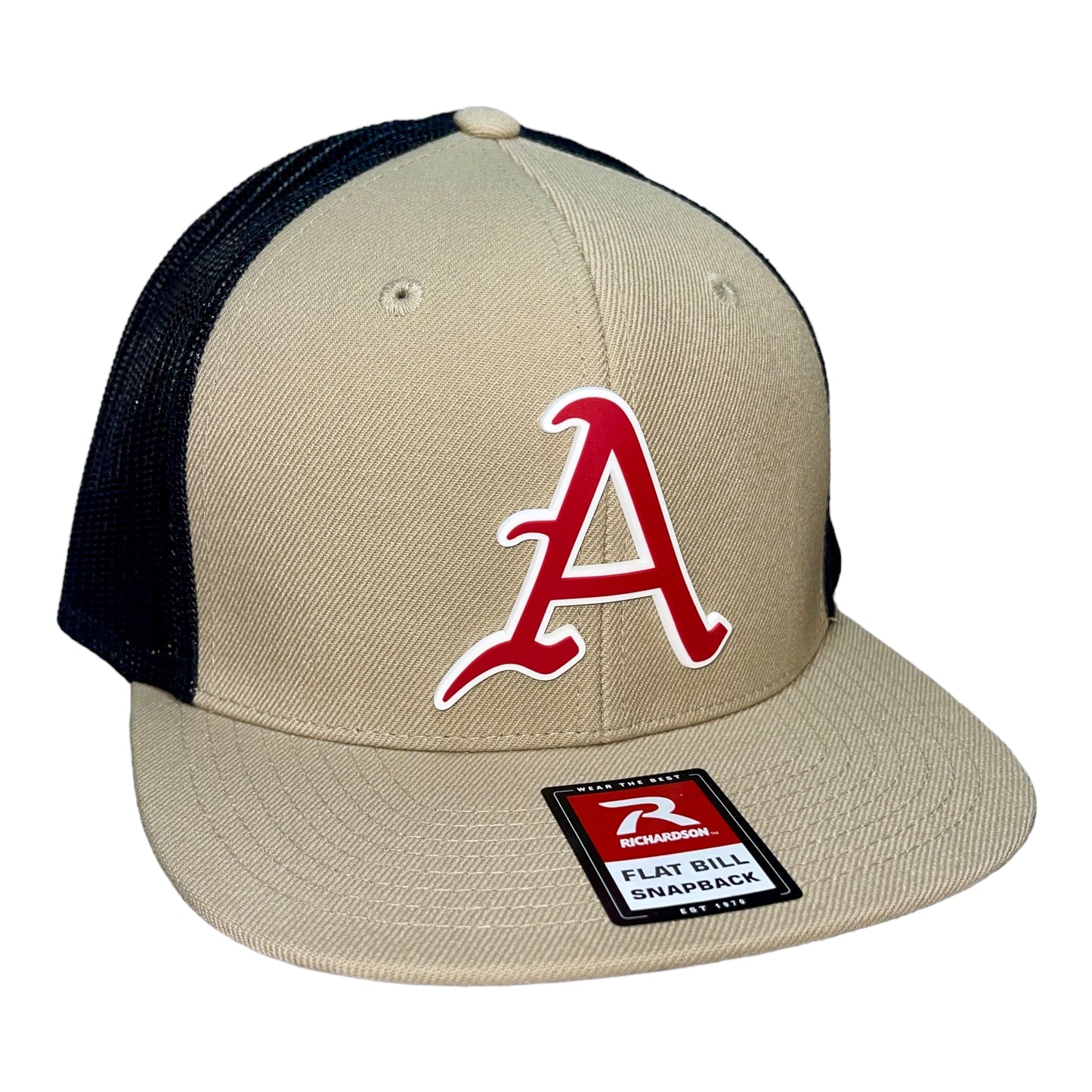 Arkansas Razorbacks Baseball A 3D Wool Blend Flat Bill Hat- Tan/ Black