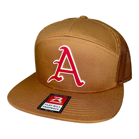 Arkansas Razorbacks Baseball A 3D Snapback Seven-Panel Trucker Hat- Caramel