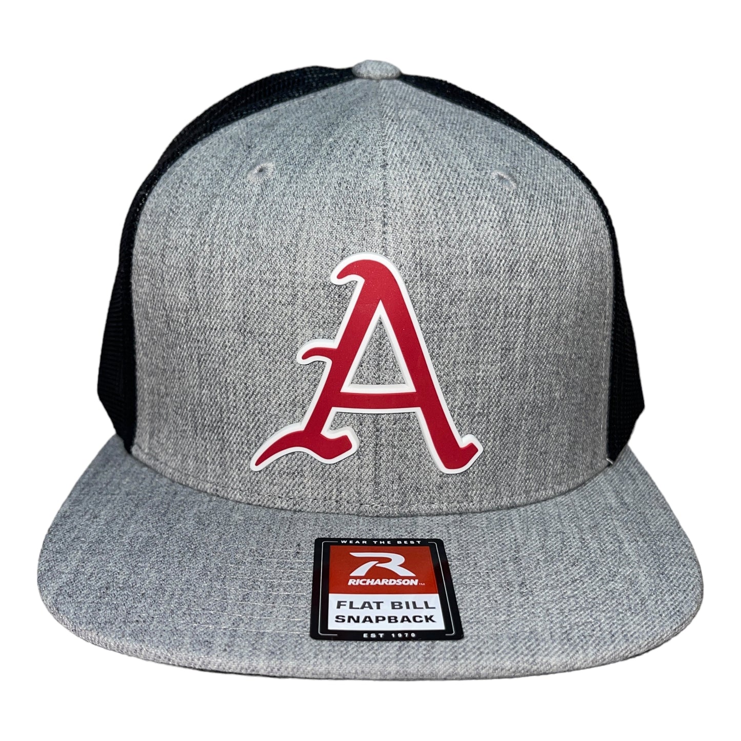 Arkansas Razorbacks Baseball A 3D Wool Blend Flat Bill Hat- Heather Grey/ Black