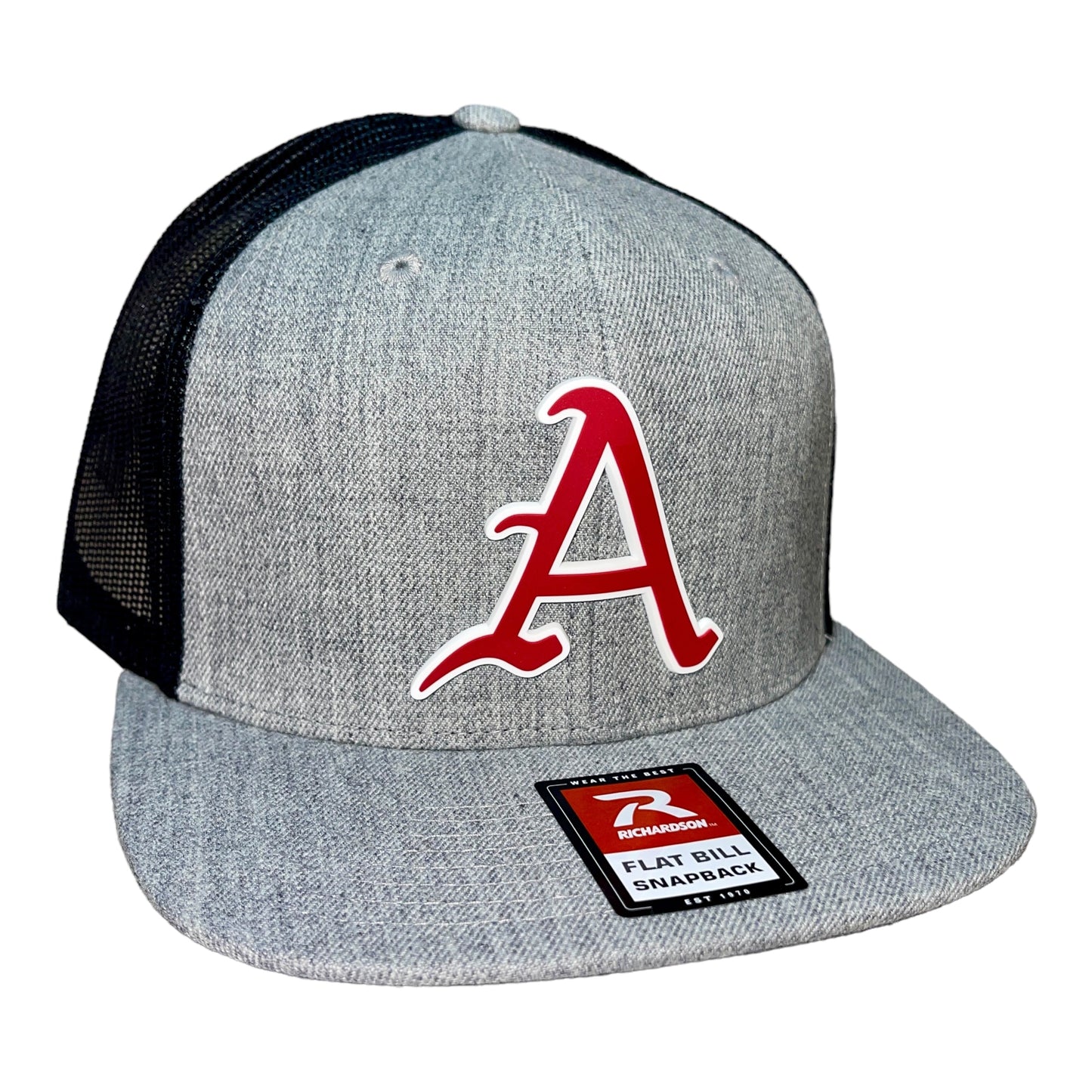 Arkansas Razorbacks Baseball A 3D Wool Blend Flat Bill Hat- Heather Grey/ Black