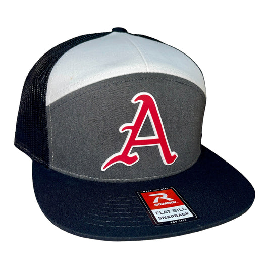 Arkansas Razorbacks Baseball A 3D Snapback Seven-Panel Trucker Hat- Charcoal/ White/ Black